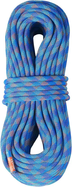 VEVOR 10.2mm Dynamic Climbing Rope, Outdoor Rock Climbing Rope 25KN Breaking Tension, Stretchable Fiber Rope with Steel Snap Hooks for Escape, Rappelling, Fire Rescue, Blue