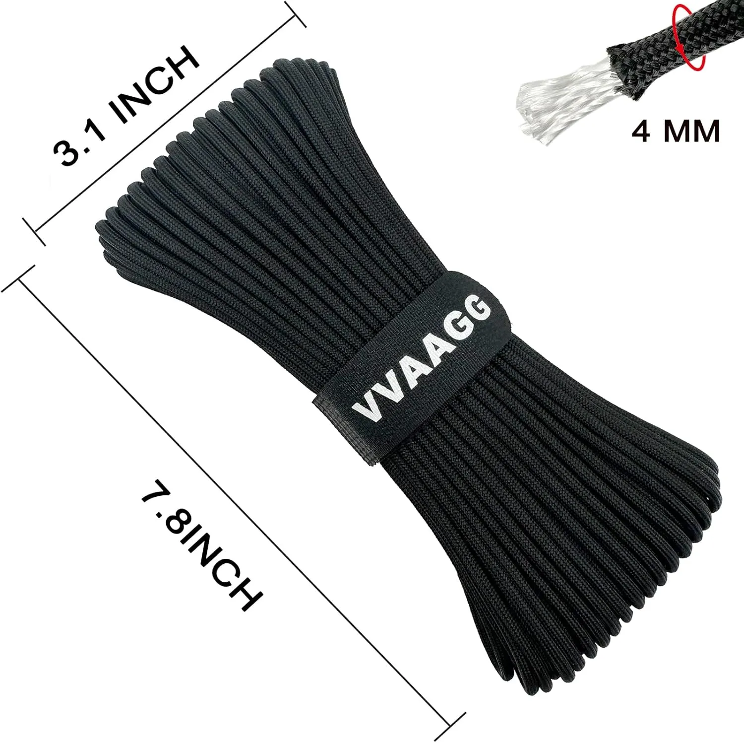 VVAAGG 550 Paracord 100FT, Strong Heavy-Duty Camping Rope, Tactical Parachute Cord, Outdoor Gear Tent Rope 4mm