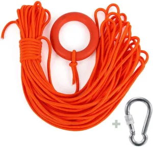Water Floating Lifesaving Rope 98.4FT, Outdoor Professional Throwing Rope Rescue Lifeguard Lifeline with Bracelet/ Hand Ring for Swimming Boating Fishing
