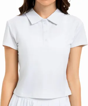 Women's Cropped Polo Shirts Athletic Golf Tennis Shirts Short Sleeve Moisture Wicking Collared Sports T-Shirts Women's Cropped Polo Shirts Athletic Golf Tennis Shirts Short Sleeve Moisture Wicking Collared Sports T-Shirts