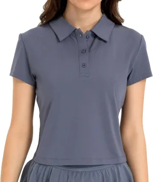 Women's Cropped Polo Shirts Athletic Golf Tennis Shirts Short Sleeve Moisture Wicking Collared Sports T-Shirts Women's Cropped Polo Shirts Athletic Golf Tennis Shirts Short Sleeve Moisture Wicking Collared Sports T-Shirts