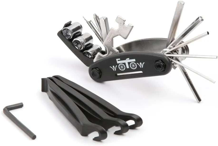 WOTOW Bike Repair Tool Kit, 16 in 1 Bicycle Multitool with Tire Levers Hex Spoke Wrench, Multi Function Accessories Set for Road Mountain Bikes