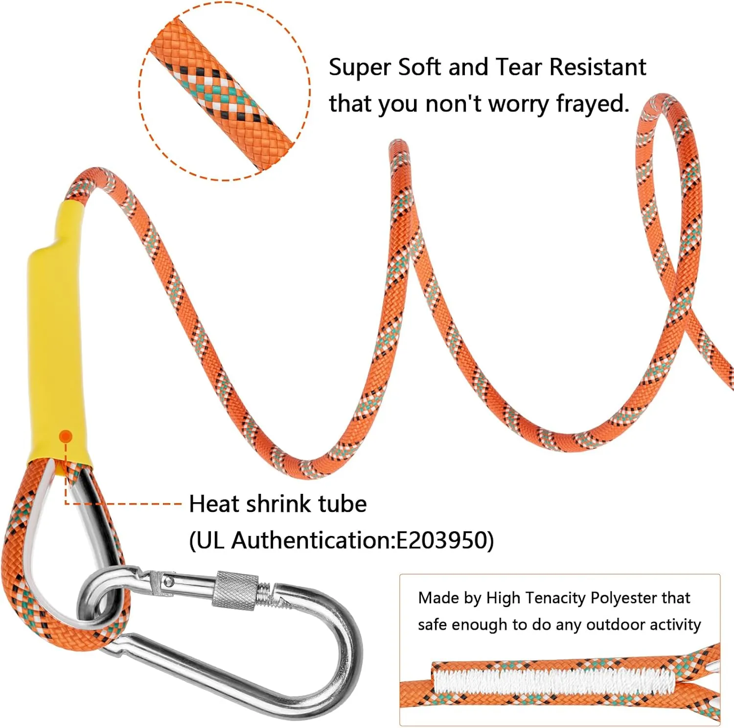 X XBEN Outdoor Climbing Rope 10M(32ft) 20M(64ft) 30M(96ft) 50M(160ft) 70M(230ft) 152M(500FT) 352M(1000FT) Static Rock Climbing Rope for Escape Rope Ice Climbing Equipment Fire Rescue Parachute